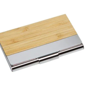 Premium Wooden & Metal Business Card Holder